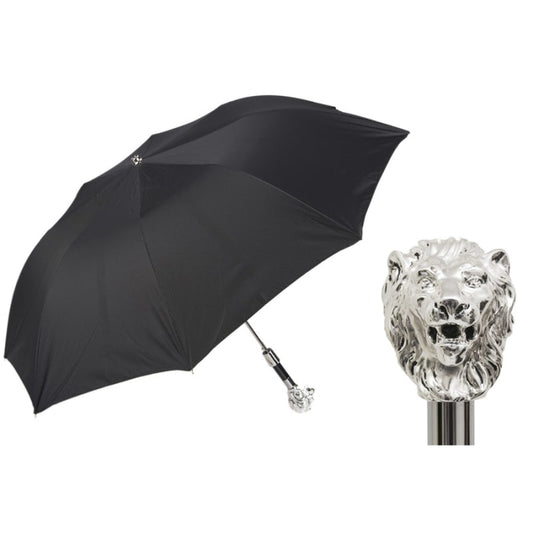 Umbrella men's black folding with handle Lion Pasotti 64 6768-1 W37