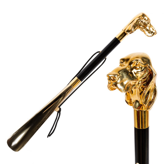 Pasotti Fido Gold Dog shoe spoon with black shaft