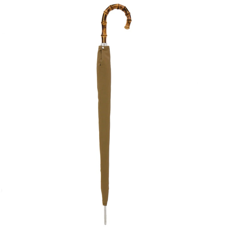 Pasotti men’s cane umbrella with mustard-colored fabric cover