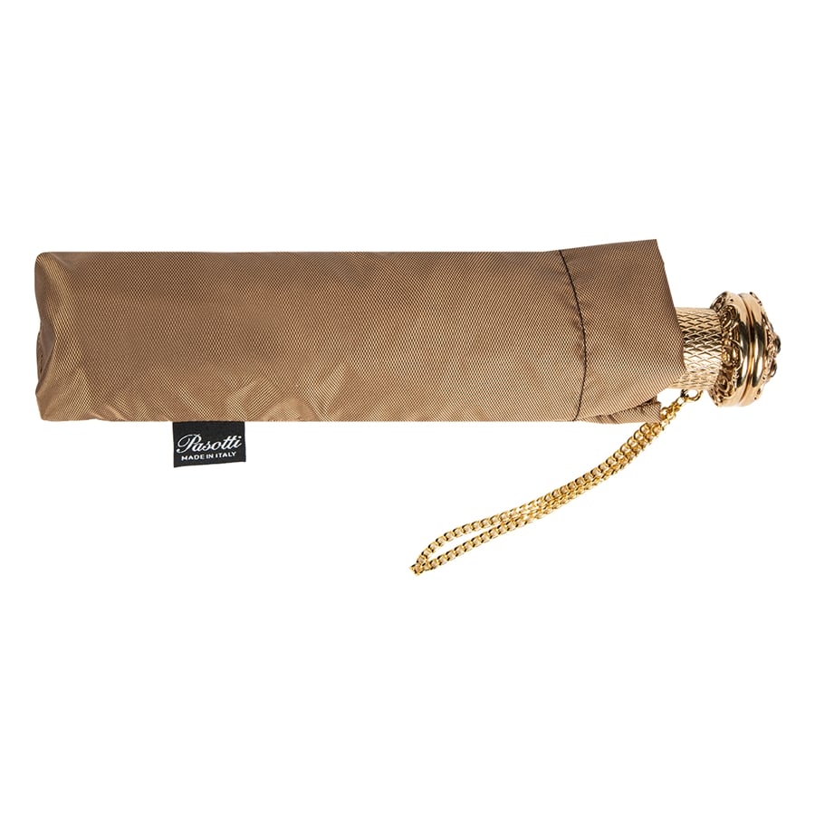 Luxury handmade Pasotti beige folding umbrella from Italy