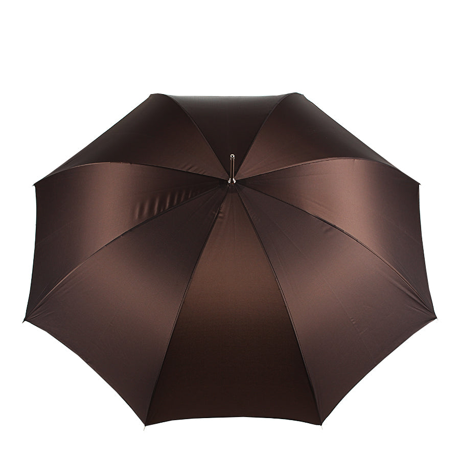 Pasotti Men's Brown Cane Umbrella with Hand-Stitched Leather Handle — 478-OXFORD-17-2