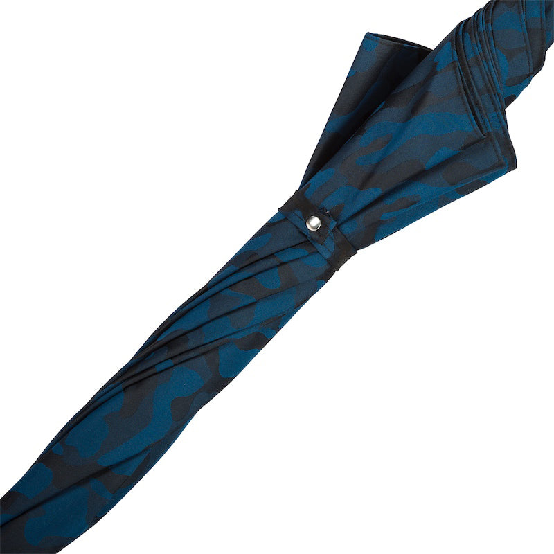 Pasotti designer blue camouflage umbrella with leather handle 3