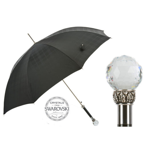 Pasotti luxury umbrella with crystal ball handle and black checkered dome