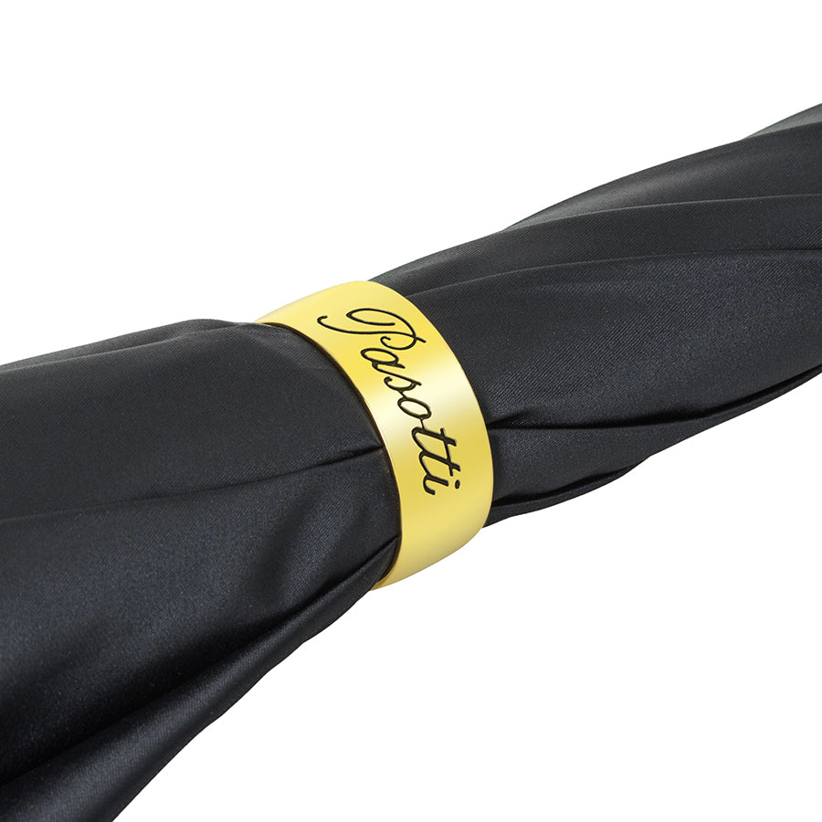 Luxury handmade Pasotti black umbrella with tartan lining from Italy