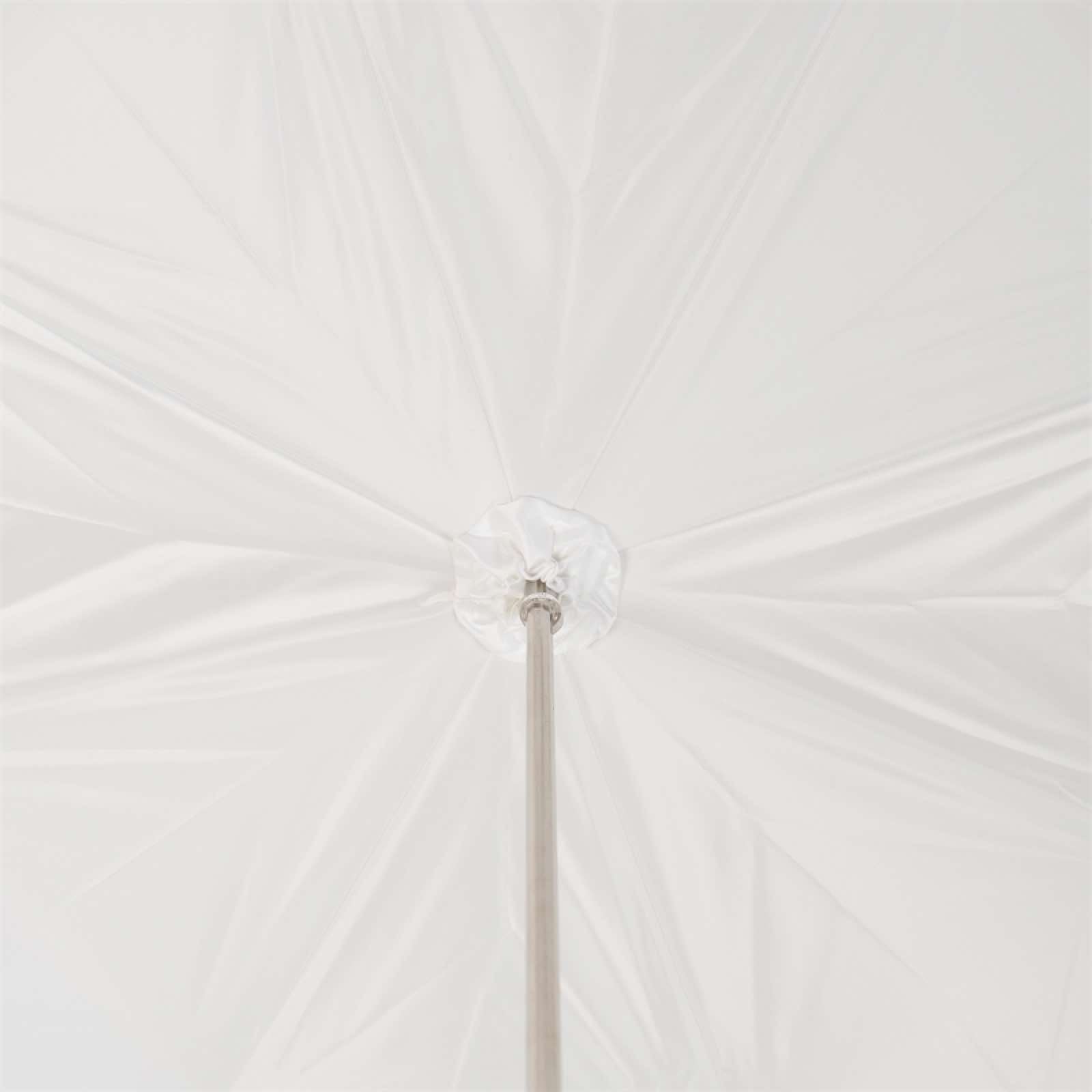 Inside view of Pasotti white wedding umbrella canopy