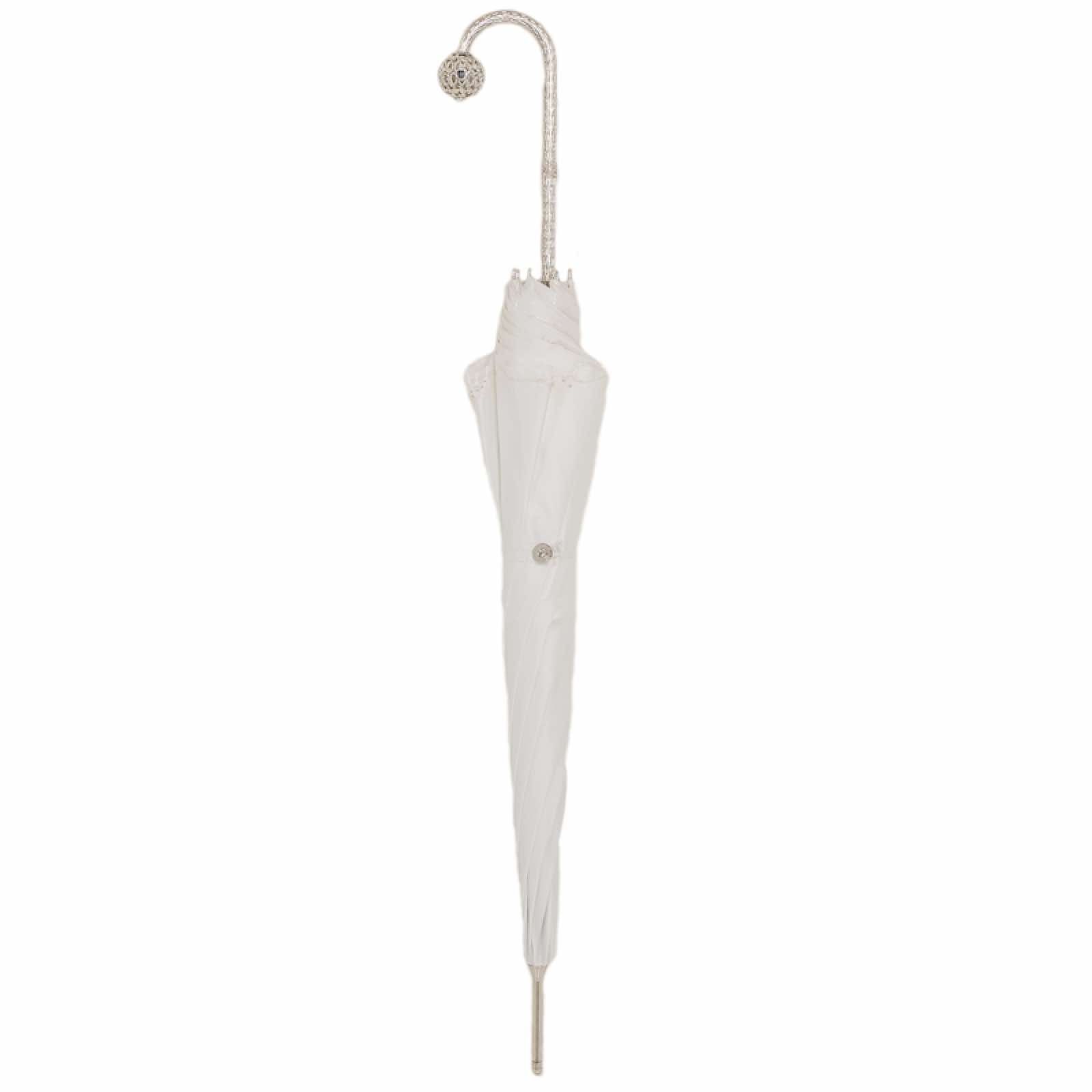 Closed Pasotti white wedding cane umbrella