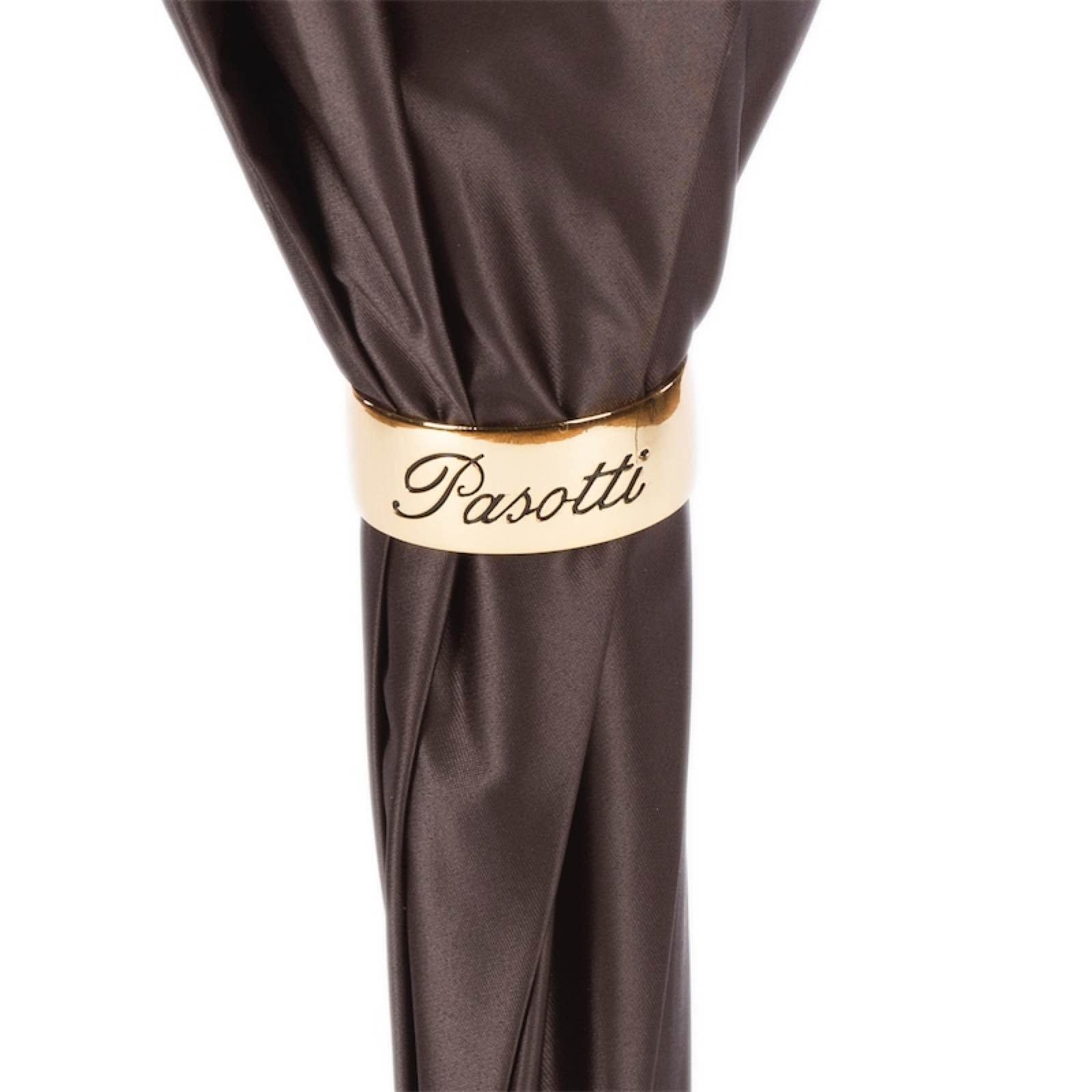 Vintage Pasotti women's cane umbrella with roses when closed is secured with a gold ring - 1