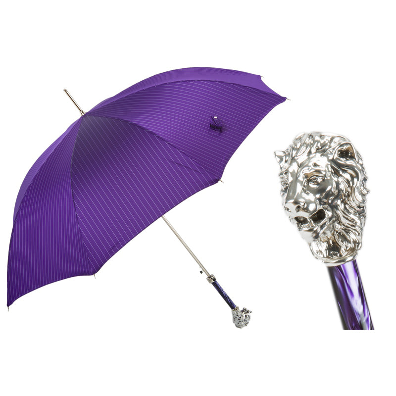 Purple Pasotti umbrella with Silver Lion handle - img 1