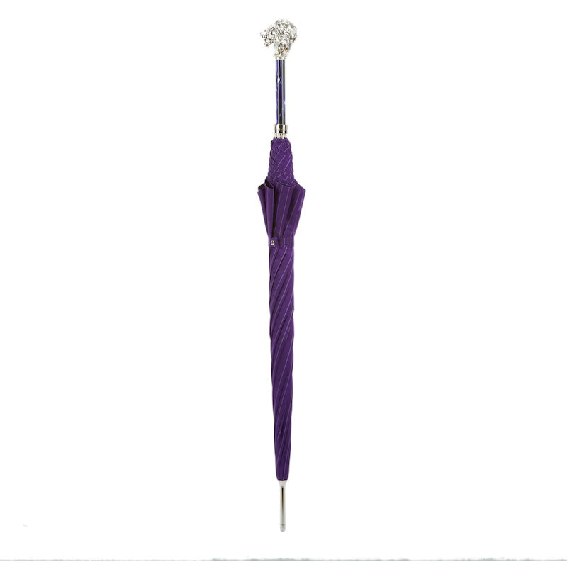 Purple Pasotti umbrella with a lion in closed view