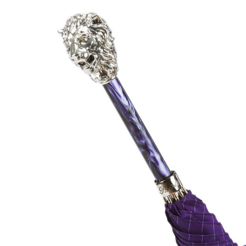 The silver lion is the handle of a purple Pasotti umbrella 1