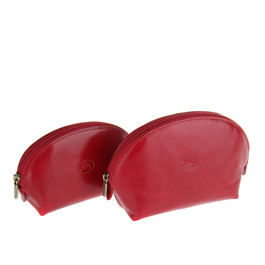 Tony Perotti Women's Red Leather Cosmetic Bag Set — Italico 1583L+M rosso