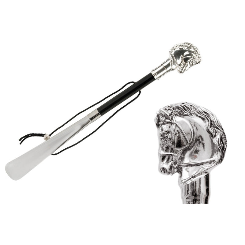 Pasotti elegant shoehorn CS W41 with silver-tone horse-head handle