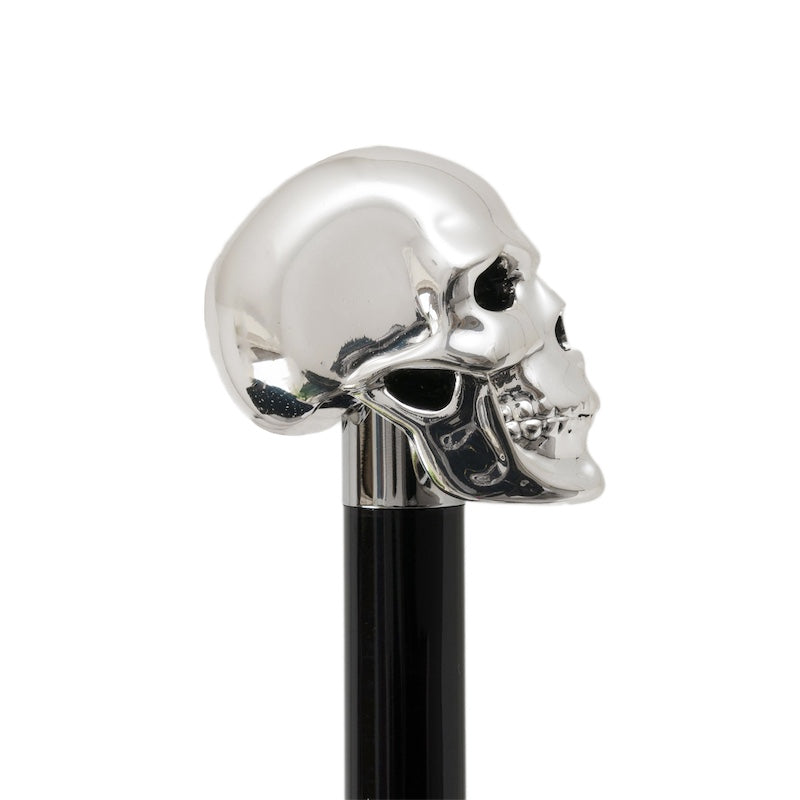 Profile close-up of silver skull handle on Pasotti shoehorn CS W33