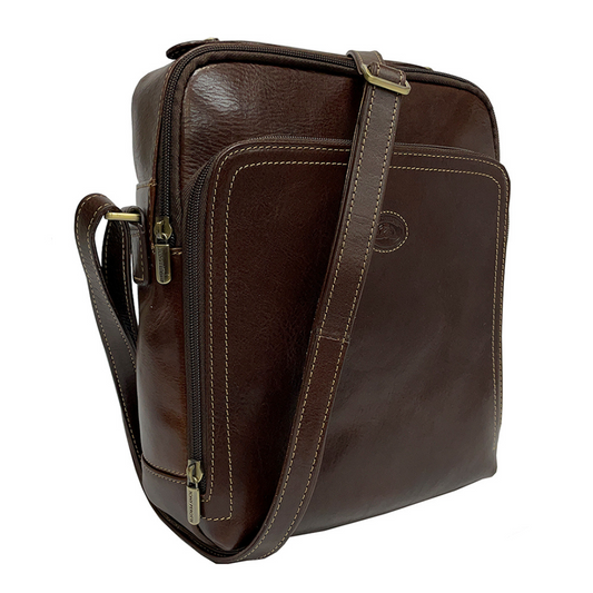 Leather brown men's shoulder bag Tony Perotti Italico 9188-22 moro - img 1