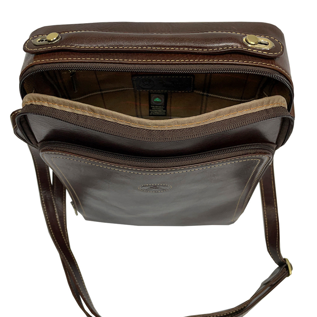 Leather brown men's shoulder bag Tony Perotti Italico 9188-22 moro - img 3