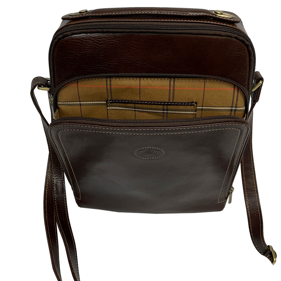 Leather brown men's shoulder bag Tony Perotti Italico 9188-22 moro - img 5