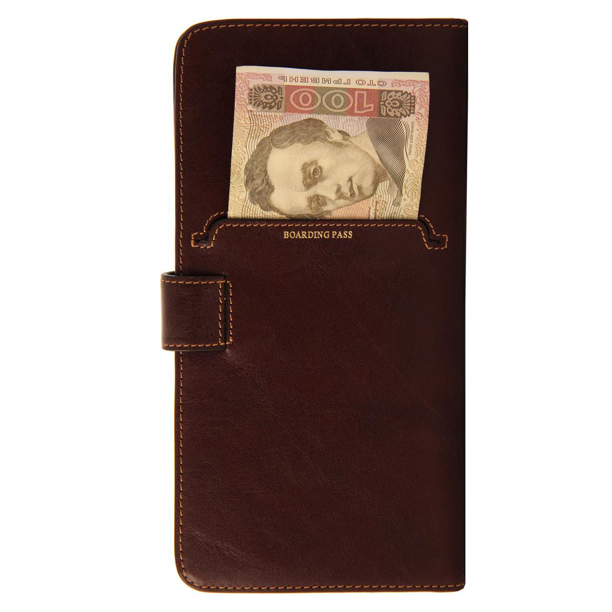Tony Perotti Brown Leather Travel Wallet for Tickets & Documents — Accademia 2106 moro