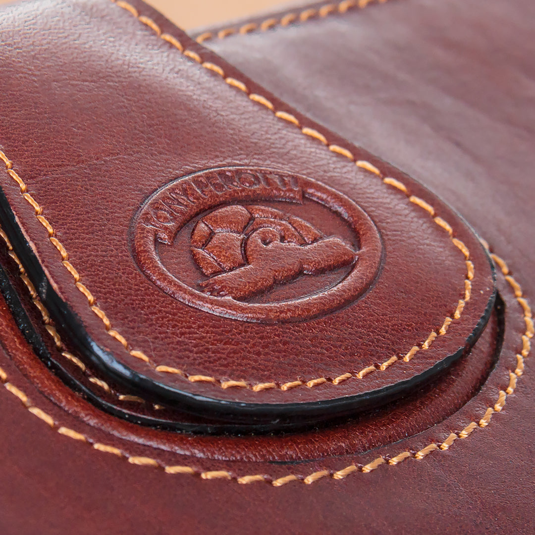 Tony Perotti Brown Leather Travel Wallet for Tickets & Documents — Accademia 2106 moro
