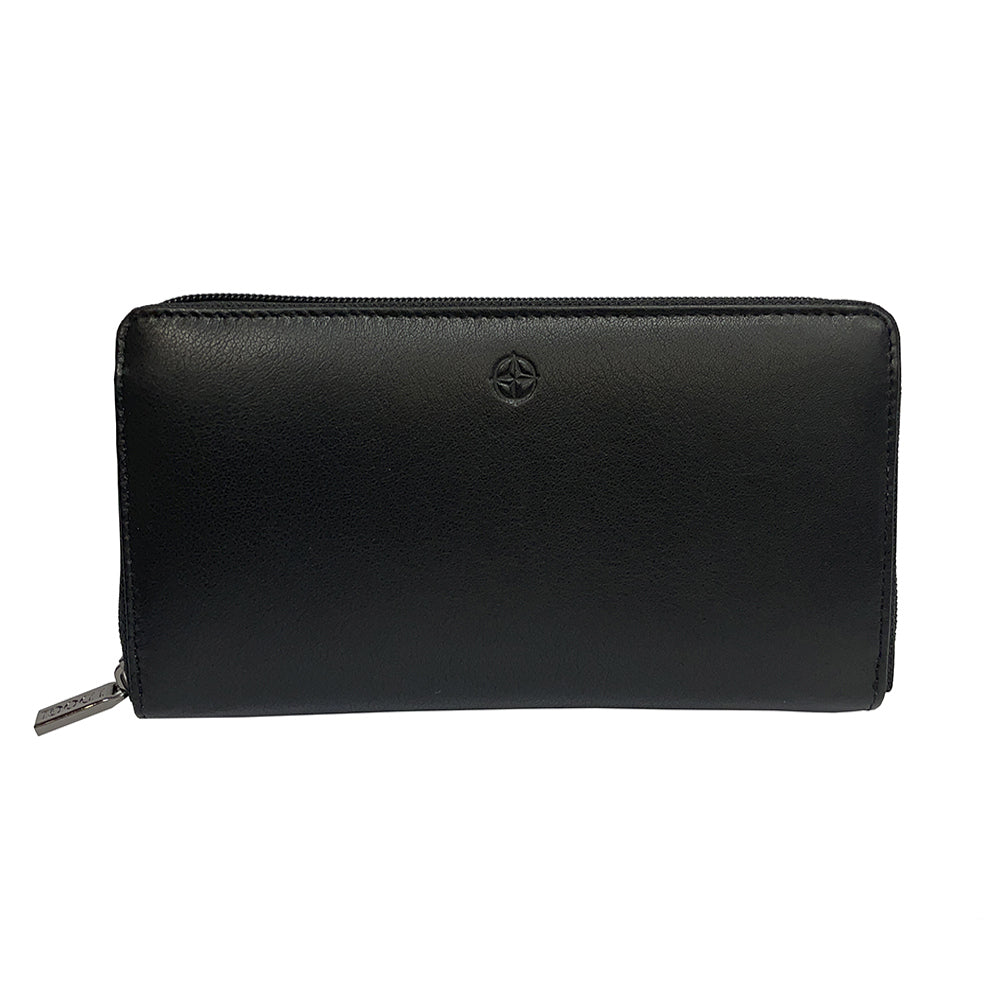 Кошелек Tony Perotti кожаный черный женский на молнии  — Cortina 5059 Nero