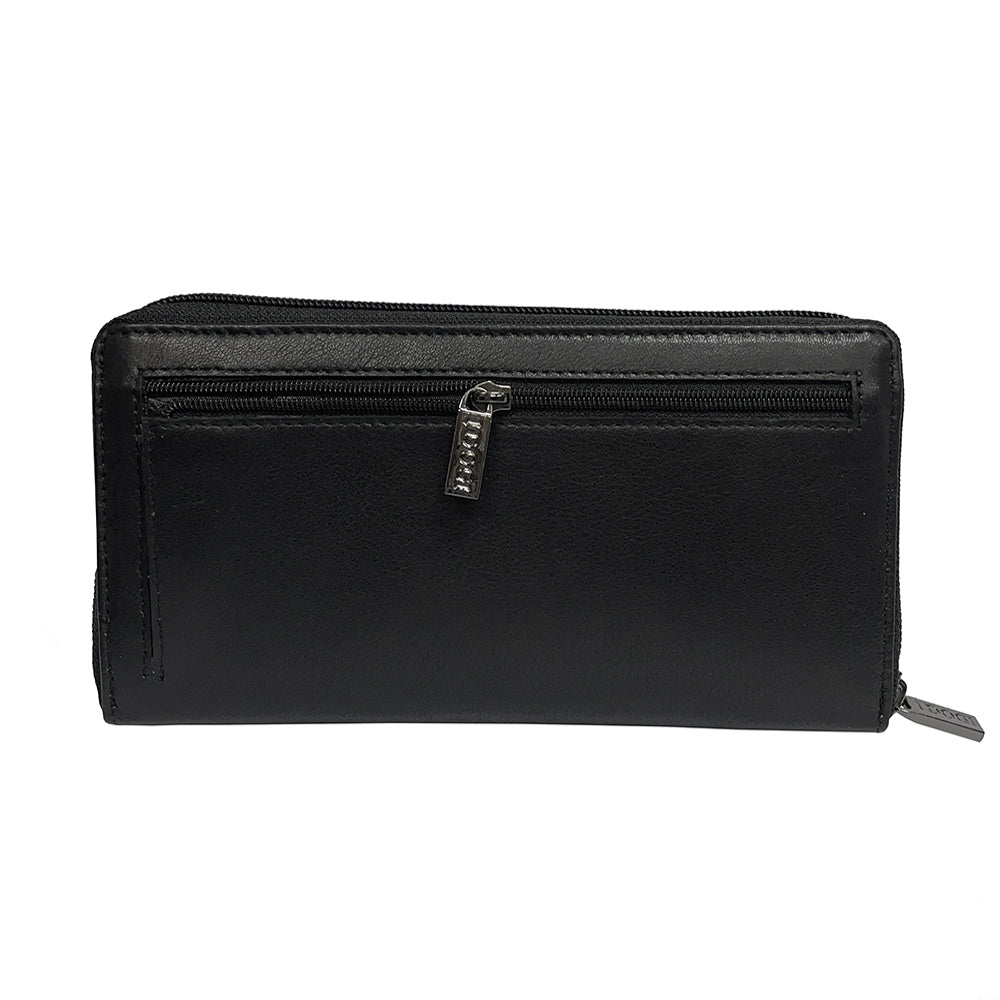 Кошелек Tony Perotti кожаный черный женский на молнии  — Cortina 5059 Nero