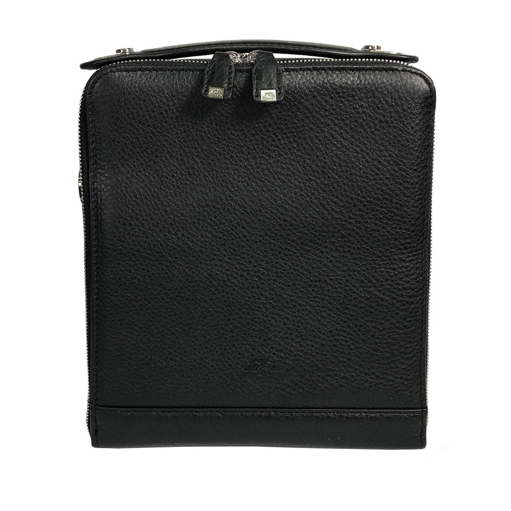Tony Perotti Heren Crossbodytas Zwart Leer — Contatto 9194 Nero