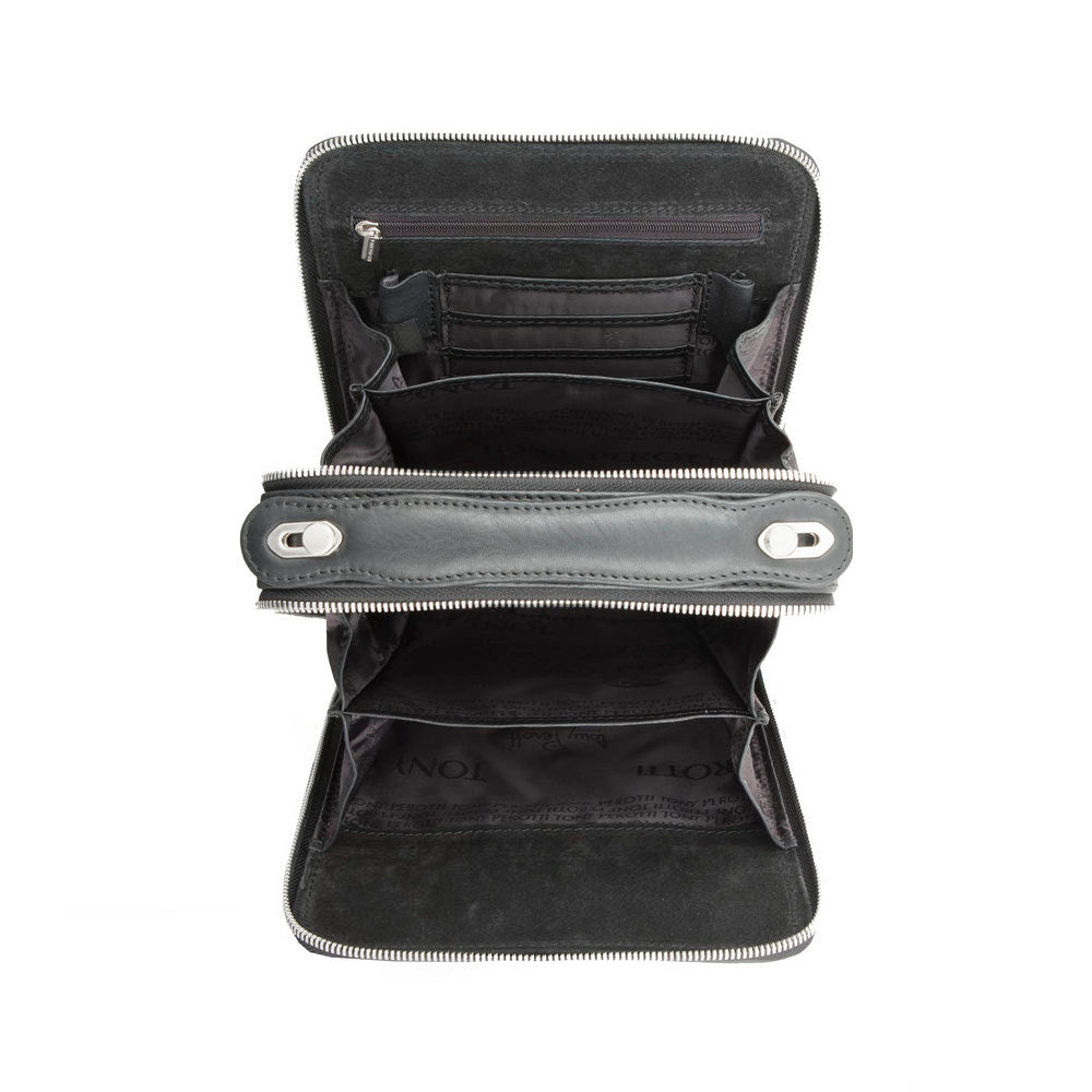 Tony Perotti Heren Crossbodytas Zwart Leer — Contatto 9194 Nero