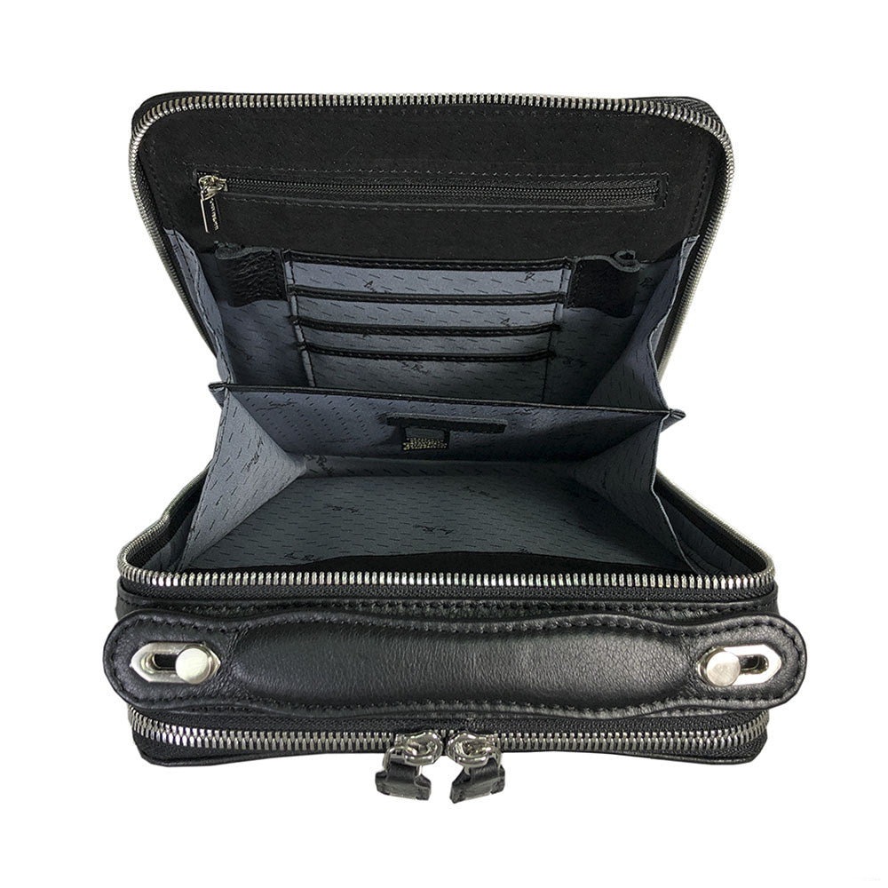 Tony Perotti Heren Crossbodytas Zwart Leer — Contatto 9194 Nero