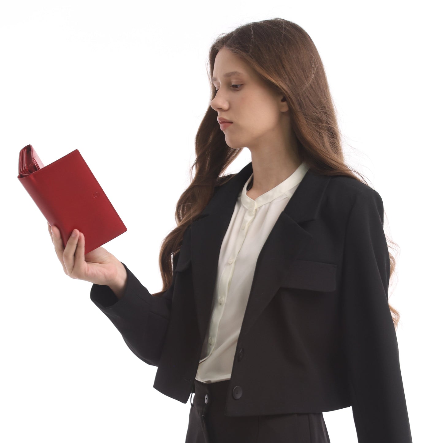 Tony Perotti Dames Rode Leren Overslagportemonnee met Muntvak — Cortina 5032 Rosso