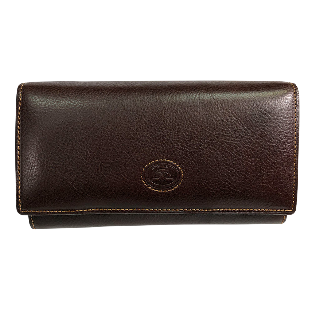 Tony Perotti Dames Portemonnee met Overslag van Bruin Leer — Italico 1911 Moro