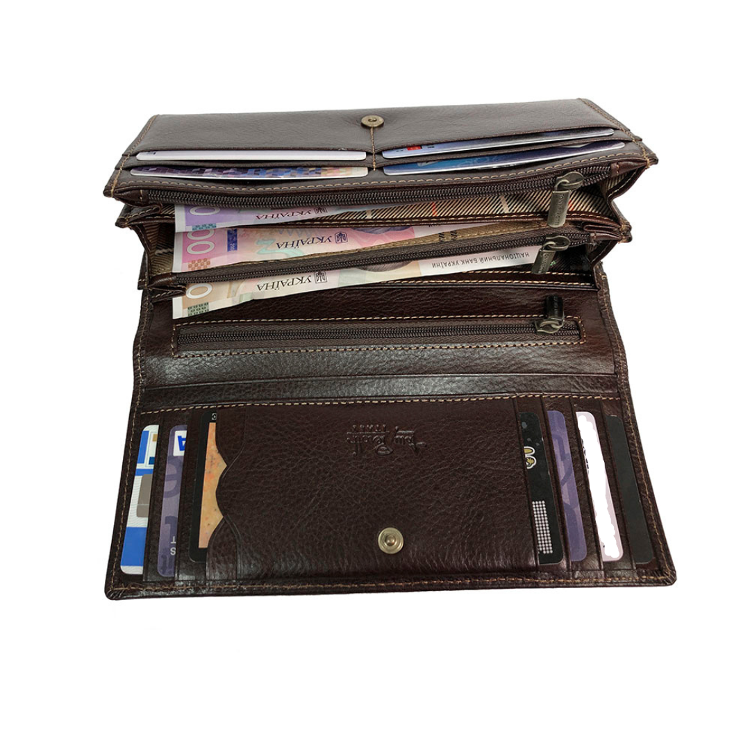 Tony Perotti Dames Portemonnee met Overslag van Bruin Leer — Italico 1911 Moro