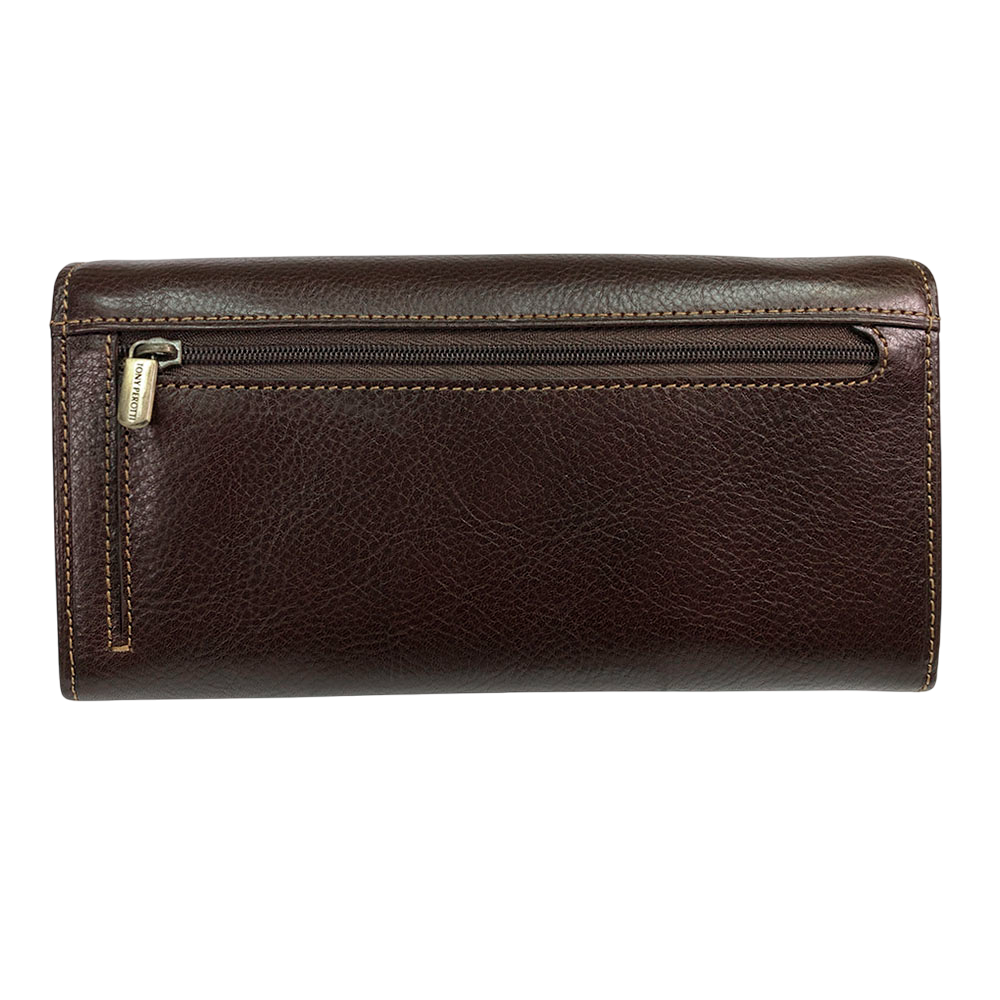 Tony Perotti Dames Portemonnee met Overslag van Bruin Leer — Italico 1911 Moro