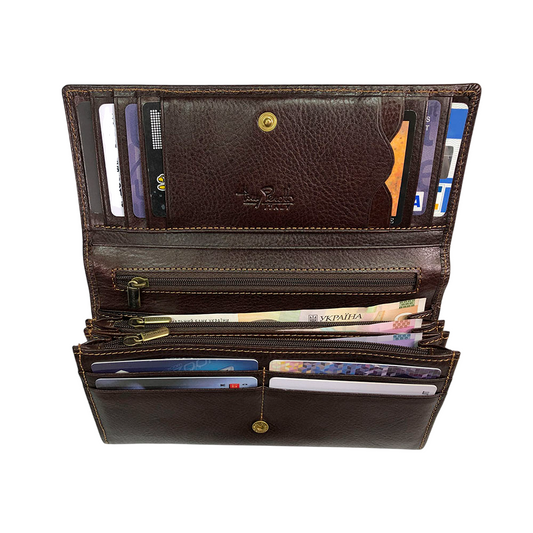 Tony Perotti Dames Portemonnee met Overslag van Bruin Leer — Italico 1911 Moro