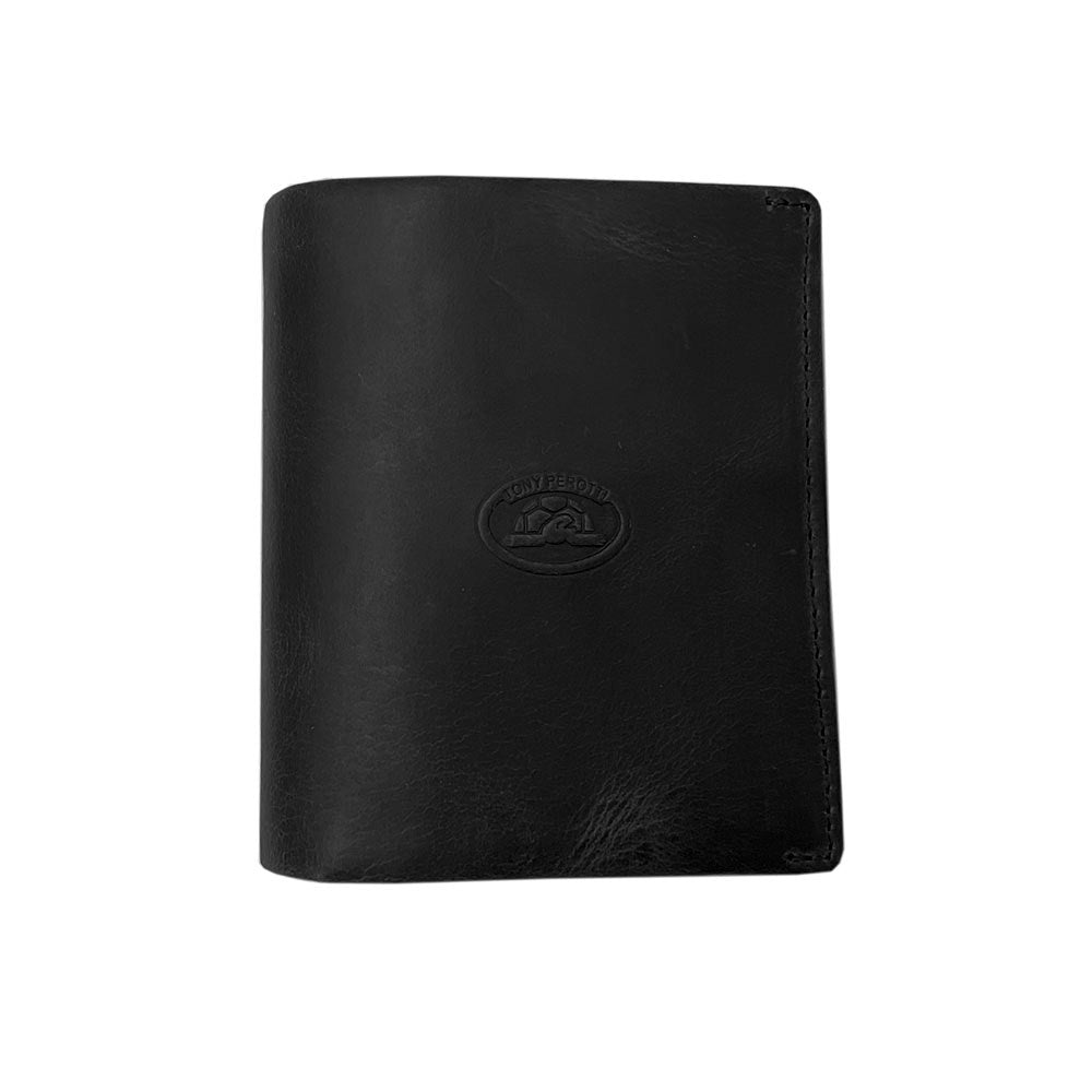 Tony Perotti Men’s Black Vintage-Look Leather Bifold Wallet — Arno 1165 nero