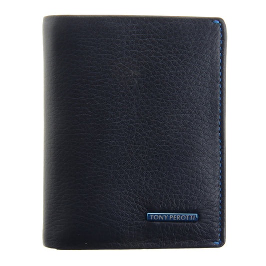 Tony Perotti Dark Blue Leather Compact Card Wallet — New Contatto 3603 Navy