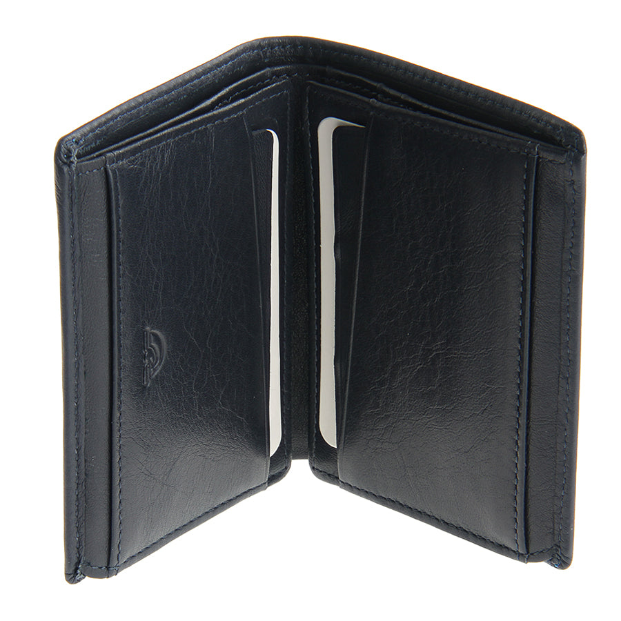 Tony Perotti Dark Blue Leather Compact Card Wallet — New Contatto 3603 Navy