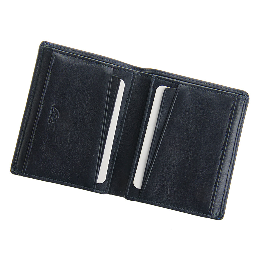 Tony Perotti Dark Blue Leather Compact Card Wallet — New Contatto 3603 Navy