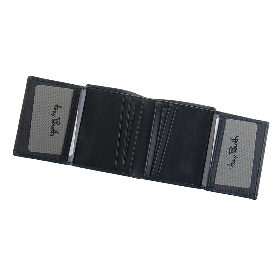 Tony Perotti Dark Blue Leather Compact Card Wallet — New Contatto 3603 Navy