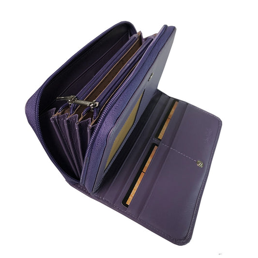 Tony Perotti Women's Purple Leather Zip-Around Wallet — New Rainbow 1192 viola