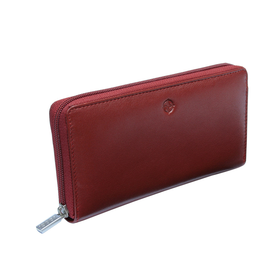 Tony Perotti women’s red leather zip-around wallet Cortina 5059 Rosso