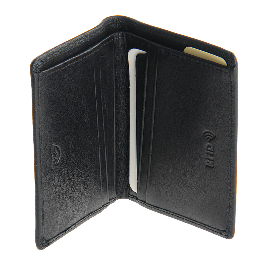 Tony Perotti black compact wallet open view