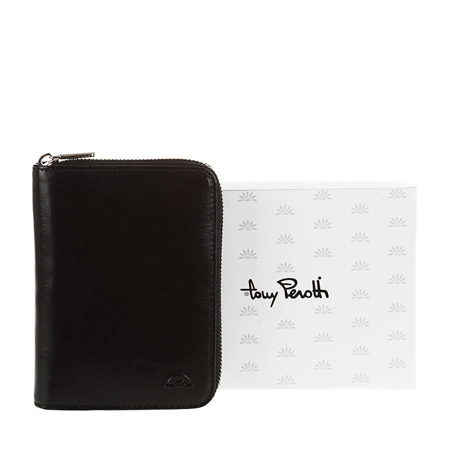 Tony Perotti Nevada 3767 Nero black leather small card wallet with signature gift box
