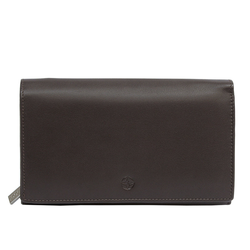 Tony Perotti Dames Portemonnee van Bruin Leer met Overslag en Muntvak — Cortina 5032 moro