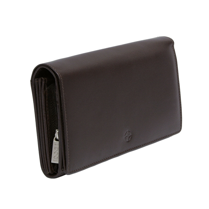 Tony Perotti Dames Portemonnee van Bruin Leer met Overslag en Muntvak — Cortina 5032 moro