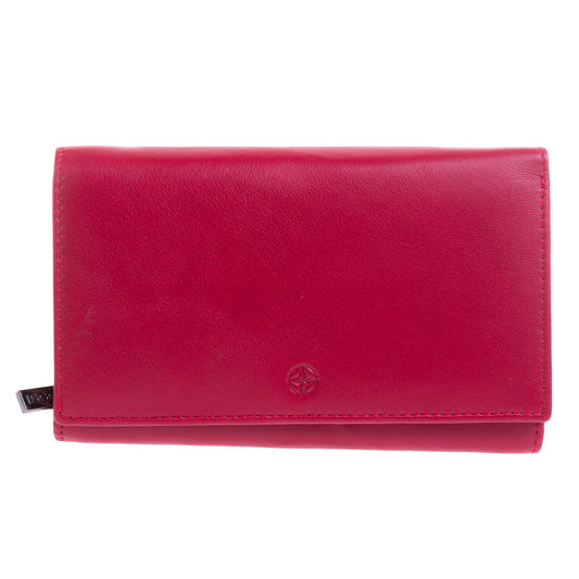 Tony Perotti Dames Rode Leren Overslagportemonnee met Muntvak — Cortina 5032 Rosso