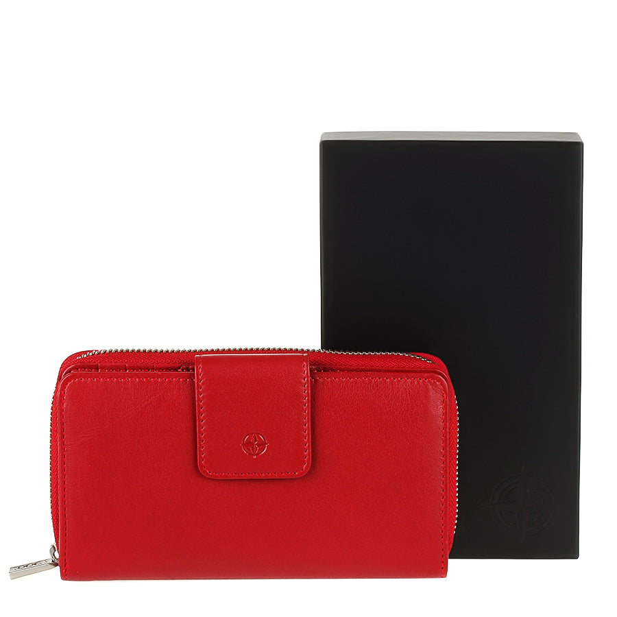 Tony Perotti Cortina 5084 Rosso red leather organizer wallet with signature gift box