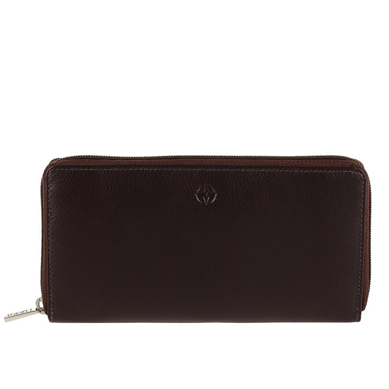 Tony Perotti Women’s Dark Brown Leather Zip-Around Wallet — Cortina 5059 Moro