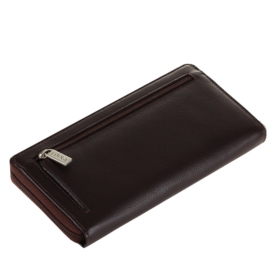 Tony Perotti Women’s Dark Brown Leather Zip-Around Wallet — Cortina 5059 Moro