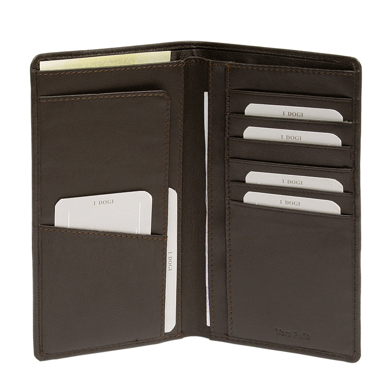 Tony Perotti Cortina 5024 Moro dark brown long leather wallet front view