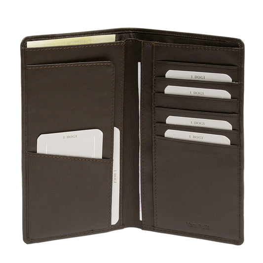 Tony Perotti Cortina 5024 Moro dark brown long leather wallet front view