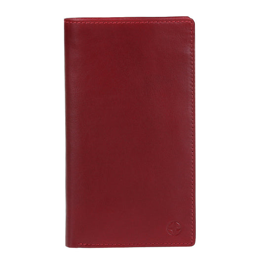 Red leather wallet on a white background